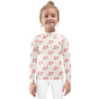 Girls Pink Axolotl Long Sleeve Rash Guard Swim Shirt With UPF 50+