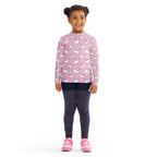 Girls Pink Pug Long Sleeve Rash Guard Swim Shirt With UPF 50+