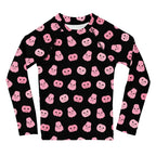 Girls Pink Pumpkins Halloween Long Sleeve Rash Guard Swim Shirt With UPF 50+