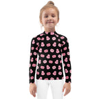Girls Pink Pumpkins Halloween Long Sleeve Rash Guard Swim Shirt With UPF 50+