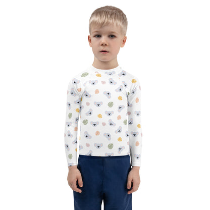 Kids Koala Bear Long Sleeve Rash Guard Swim Shirt With UPF 50+
