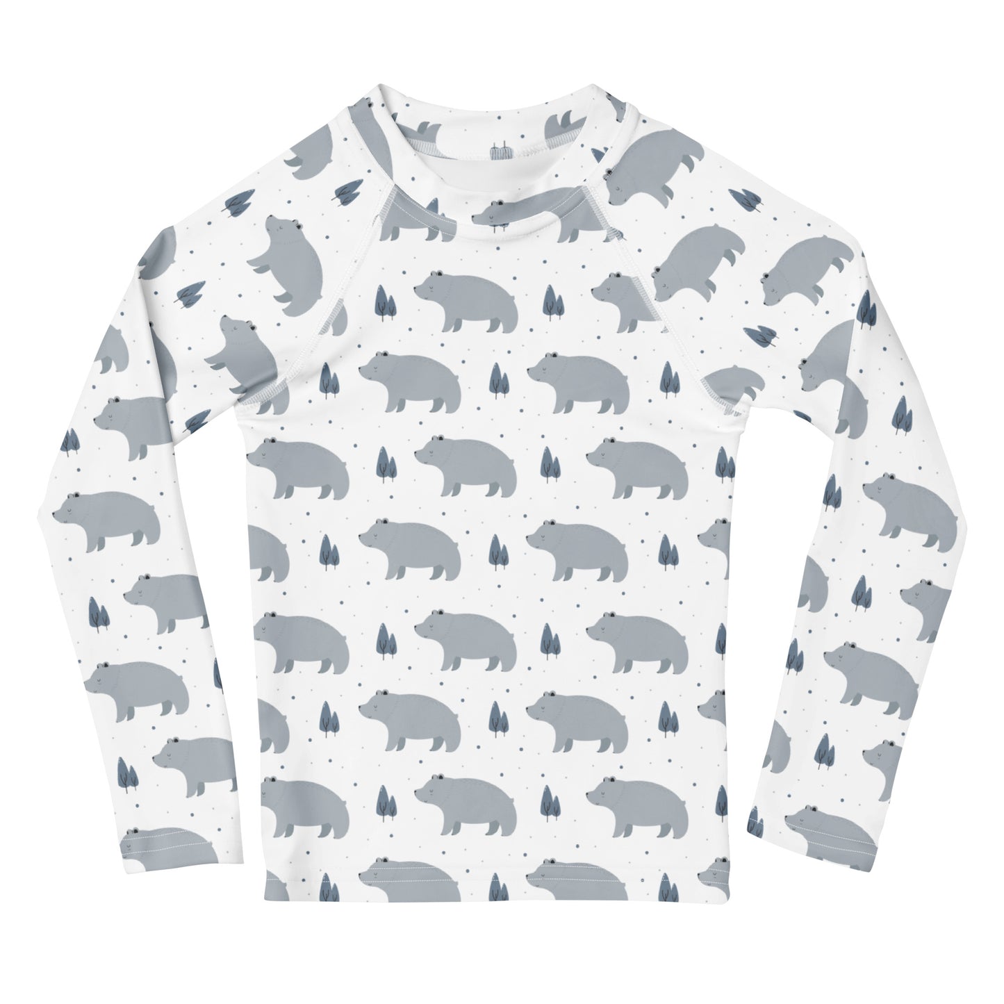 Kids Polar Bear Long Sleeve Rash Guard Swim Shirt With UPF 50+