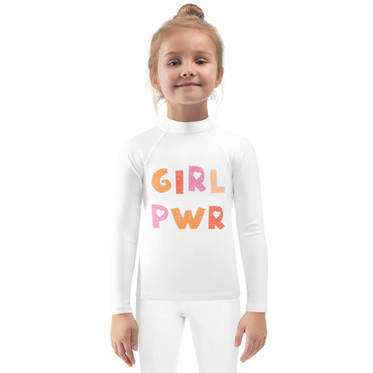 Girl Power Kids Long Sleeve Rash Guard Swim Shirt With UPF 50+