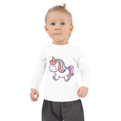 Girls Unicorn Long Sleeve Rash Guard Swim Shirt With UPF 50+