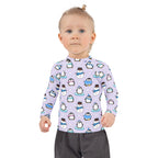 Kids Winter Penguin Long Sleeve Rash Guard Swim Shirt With UPF 50+