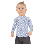 Kids Cute Penguin Christmas Long Sleeve Rash Guard Swim Shirt With UPF 50+