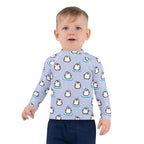 Kids Cute Penguin Christmas Long Sleeve Rash Guard Swim Shirt With UPF 50+