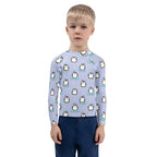 Kids Cute Penguin Christmas Long Sleeve Rash Guard Swim Shirt With UPF 50+