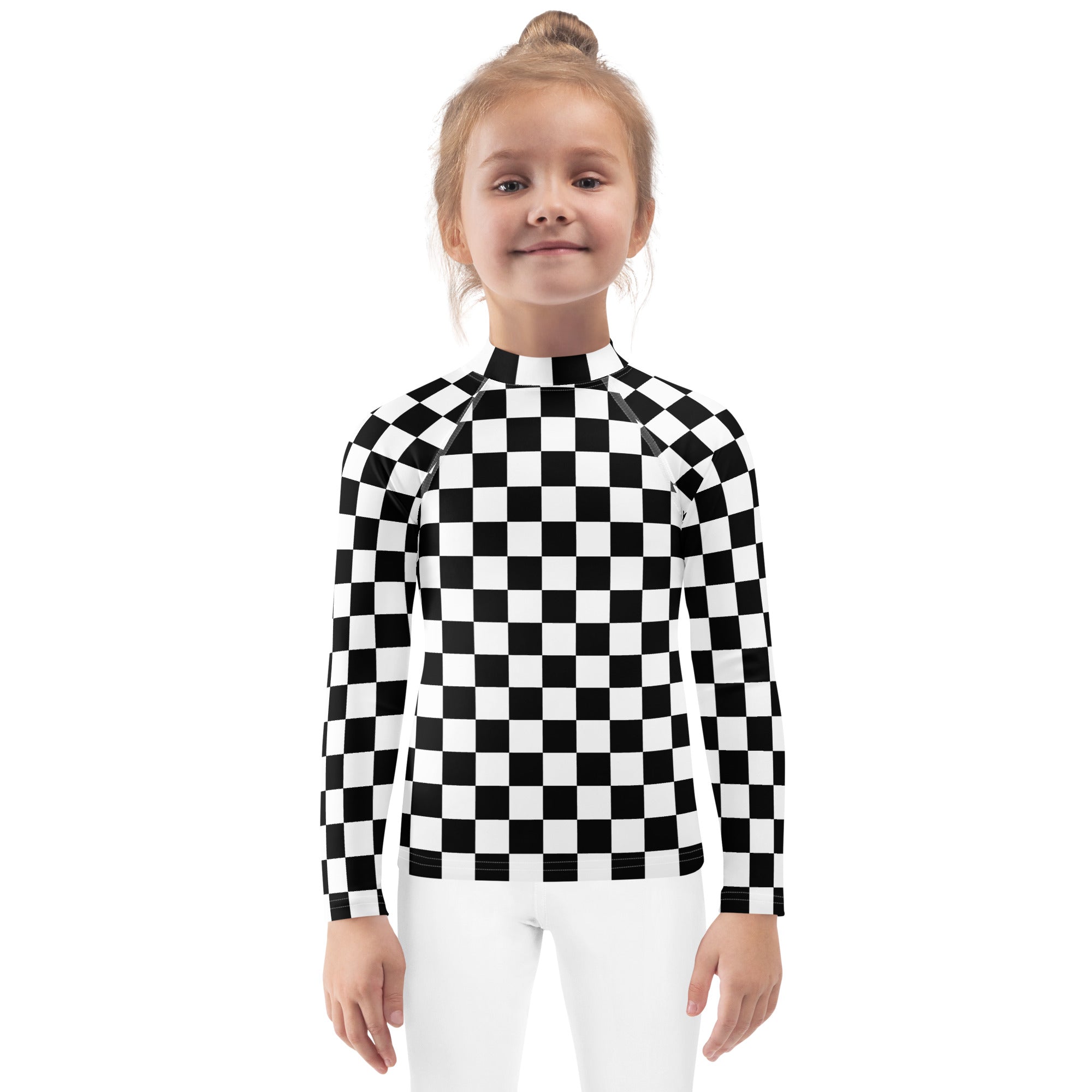 Kids Checkered Long Sleeve Rash Guard Swim Shirt – Buttery Soft, Sun Safe UPF 50+ Protection, Quick Dry & 4-Way Stretch Comfort