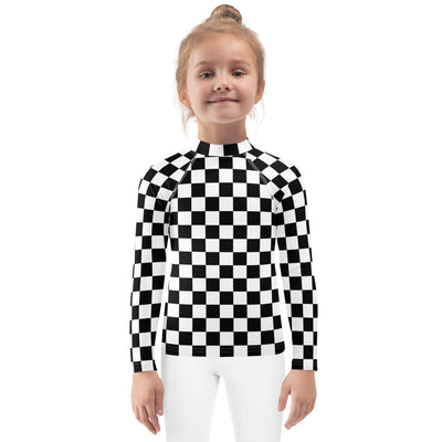 Kids Checkered Long Sleeve Rash Guard Swim Shirt – Buttery Soft, Sun Safe UPF 50+ Protection, Quick Dry & 4-Way Stretch Comfort