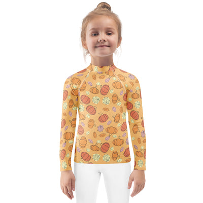 Kids Pumpkin Patch Long Sleeve Rash Guard Swim Shirt – Buttery Soft, Sun Safe UPF 50+ Protection, Quick Dry & 4-Way Stretch Comfort