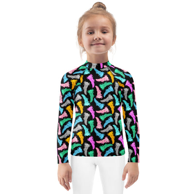 Kids Colorful Axolotl Long Sleeve Rash Guard Swim Shirt – Buttery Soft, Sun Safe UPF 50+ Protection, Quick Dry & 4-Way Stretch Comfort