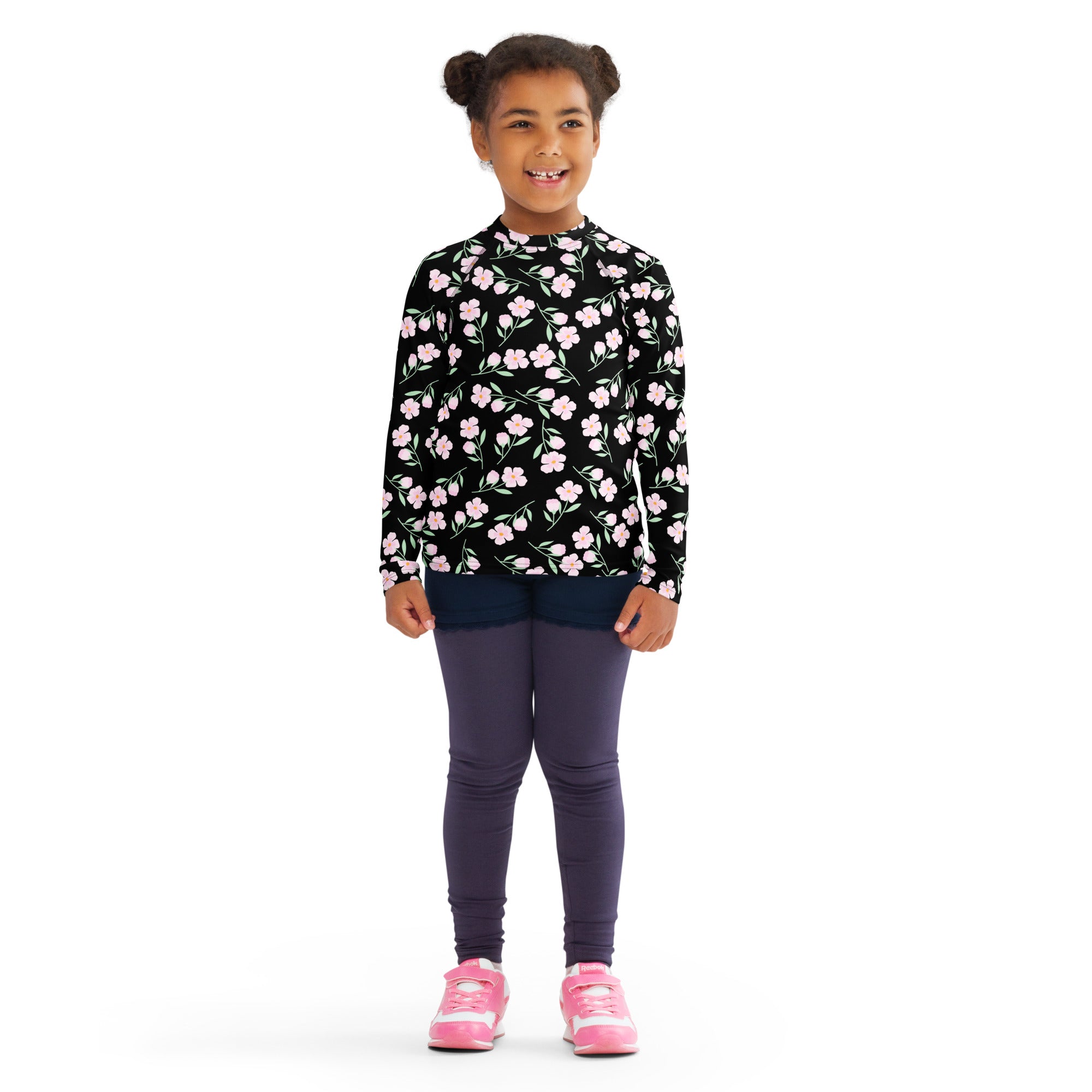 Girls Floral Flowers Long Sleeve Rash Guard Swim Shirt – Buttery Soft, Sun Safe UPF 50+ Protection, Quick Dry & 4-Way Stretch Comfort
