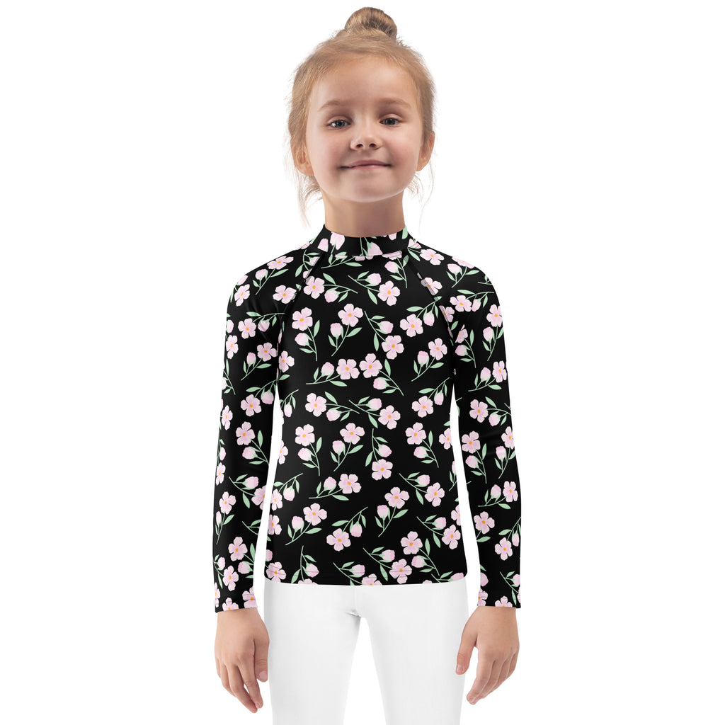 Girls Floral Flowers Long Sleeve Rash Guard Swim Shirt – Buttery Soft, Sun Safe UPF 50+ Protection, Quick Dry & 4-Way Stretch Comfort