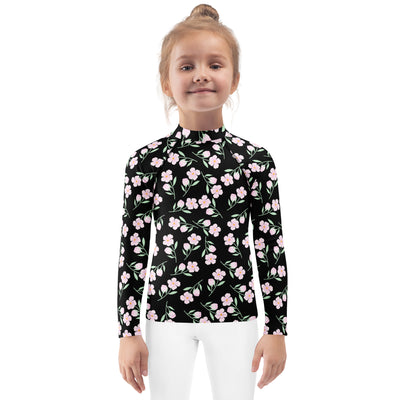 Girls Floral Flowers Long Sleeve Rash Guard Swim Shirt – Buttery Soft, Sun Safe UPF 50+ Protection, Quick Dry & 4-Way Stretch Comfort