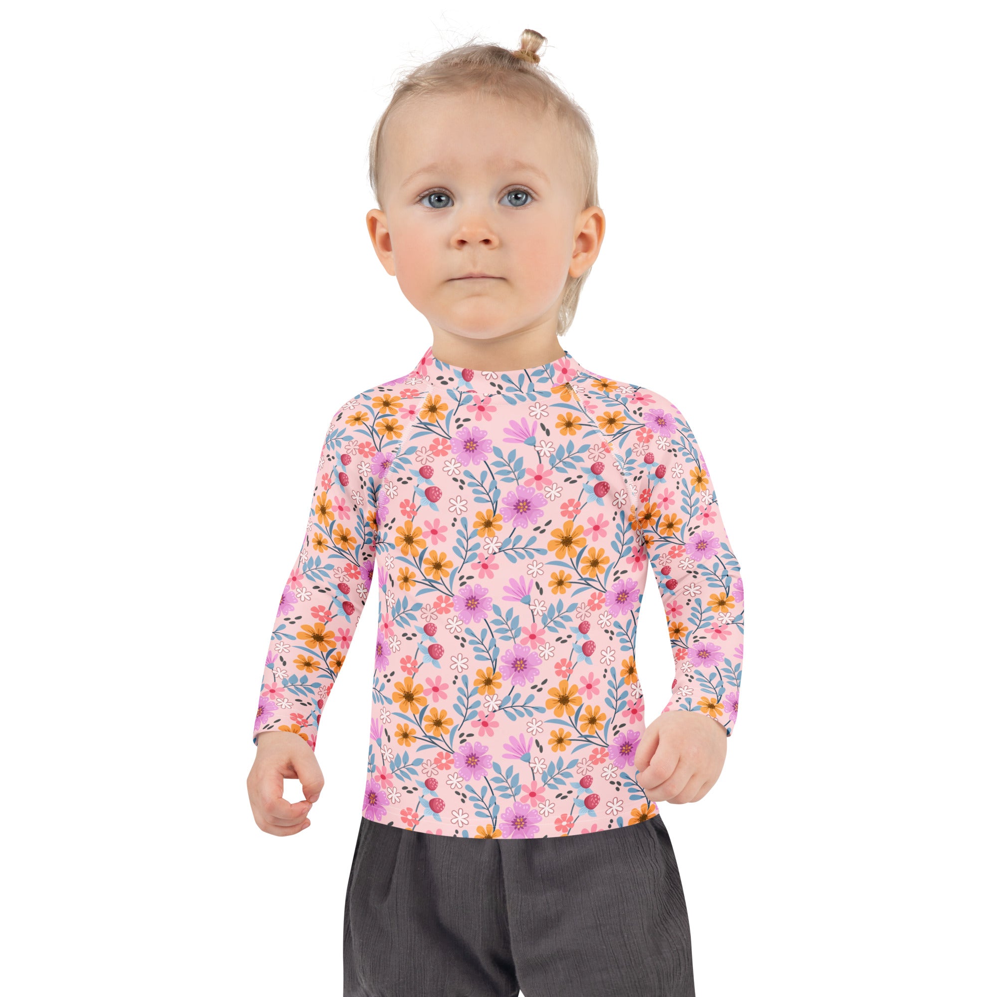 Girls Pink Floral Long Sleeve Rash Guard Swim Shirt – Buttery Soft, Sun Safe UPF 50+ Protection, Quick Dry & 4-Way Stretch Comfort