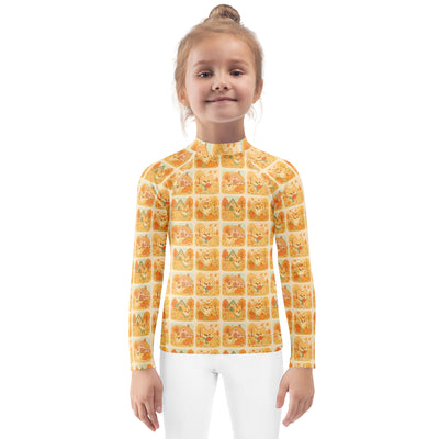 Kids Fall Corgi Long Sleeve Rash Guard Swim Shirt – Buttery Soft, Sun Safe UPF 50+ Protection, Quick Dry & 4-Way Stretch Comfort