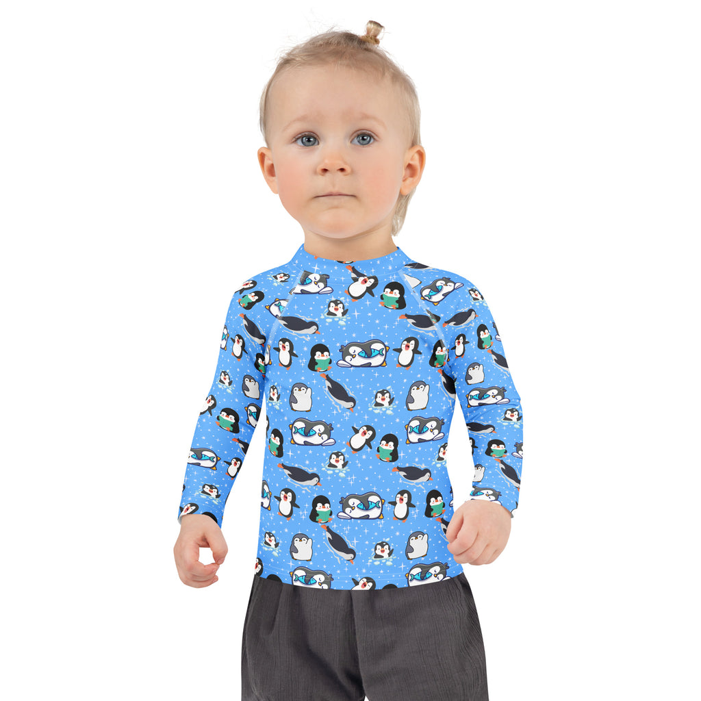 Kids Peguin Long Sleeve Rash Guard Swim Shirt – Buttery Soft, Sun Safe UPF 50+ Protection, Quick Dry & 4-Way Stretch Comfort