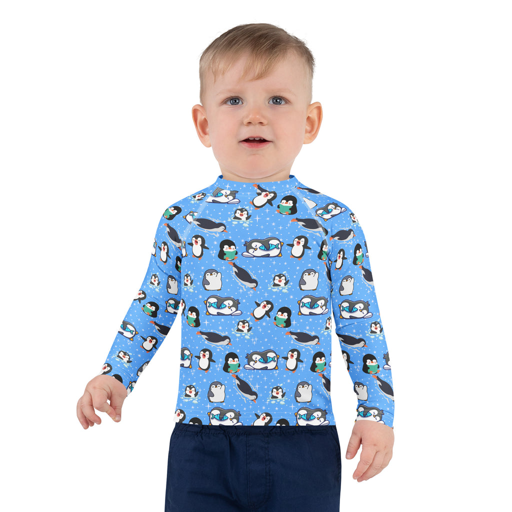 Kids Peguin Long Sleeve Rash Guard Swim Shirt – Buttery Soft, Sun Safe UPF 50+ Protection, Quick Dry & 4-Way Stretch Comfort