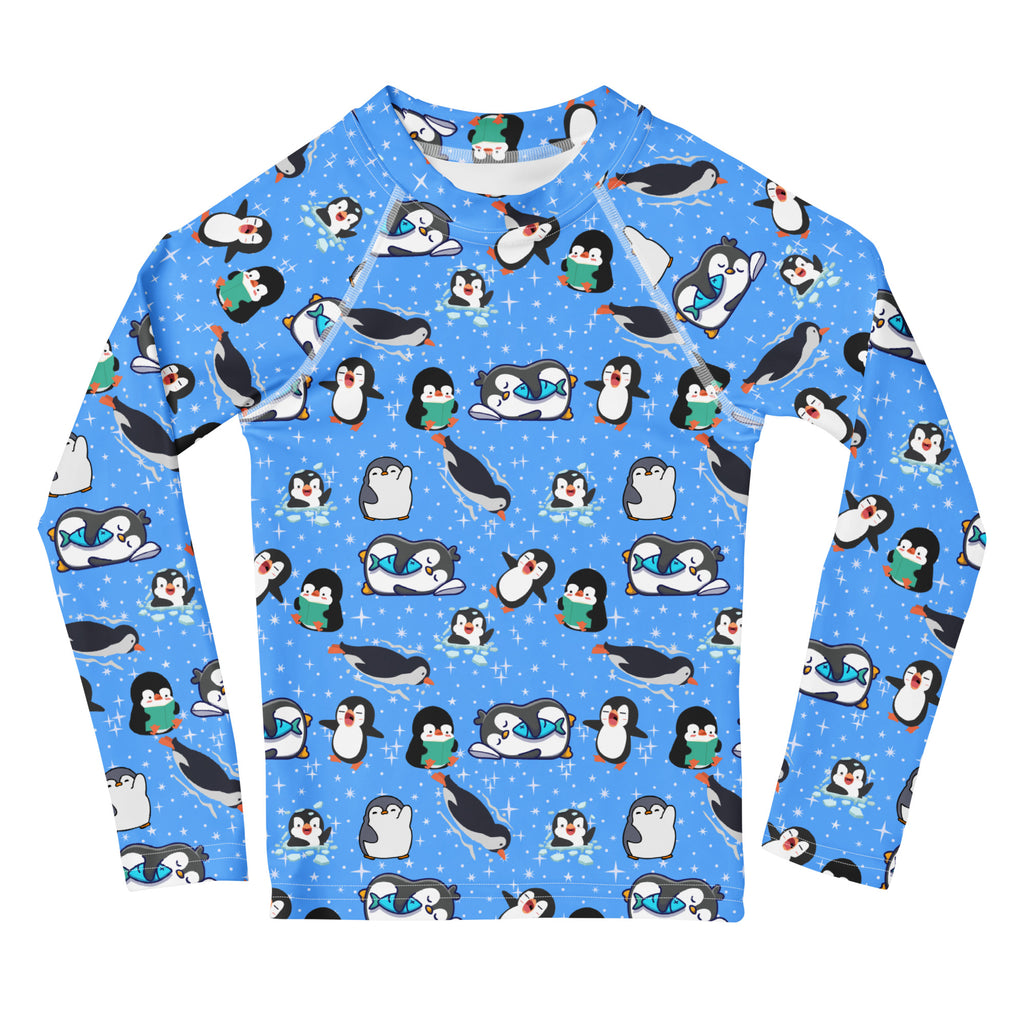 Kids Peguin Long Sleeve Rash Guard Swim Shirt – Buttery Soft, Sun Safe UPF 50+ Protection, Quick Dry & 4-Way Stretch Comfort