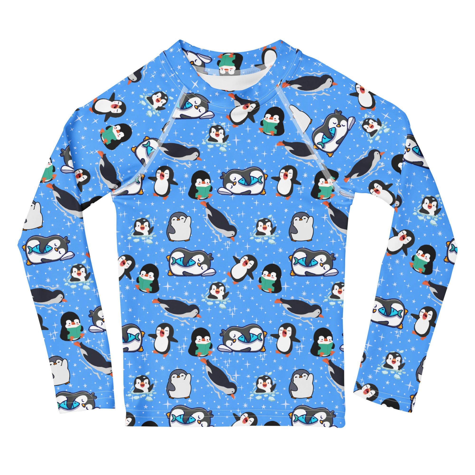 Kids Peguin Long Sleeve Rash Guard Swim Shirt – Buttery Soft, Sun Safe UPF 50+ Protection, Quick Dry & 4-Way Stretch Comfort