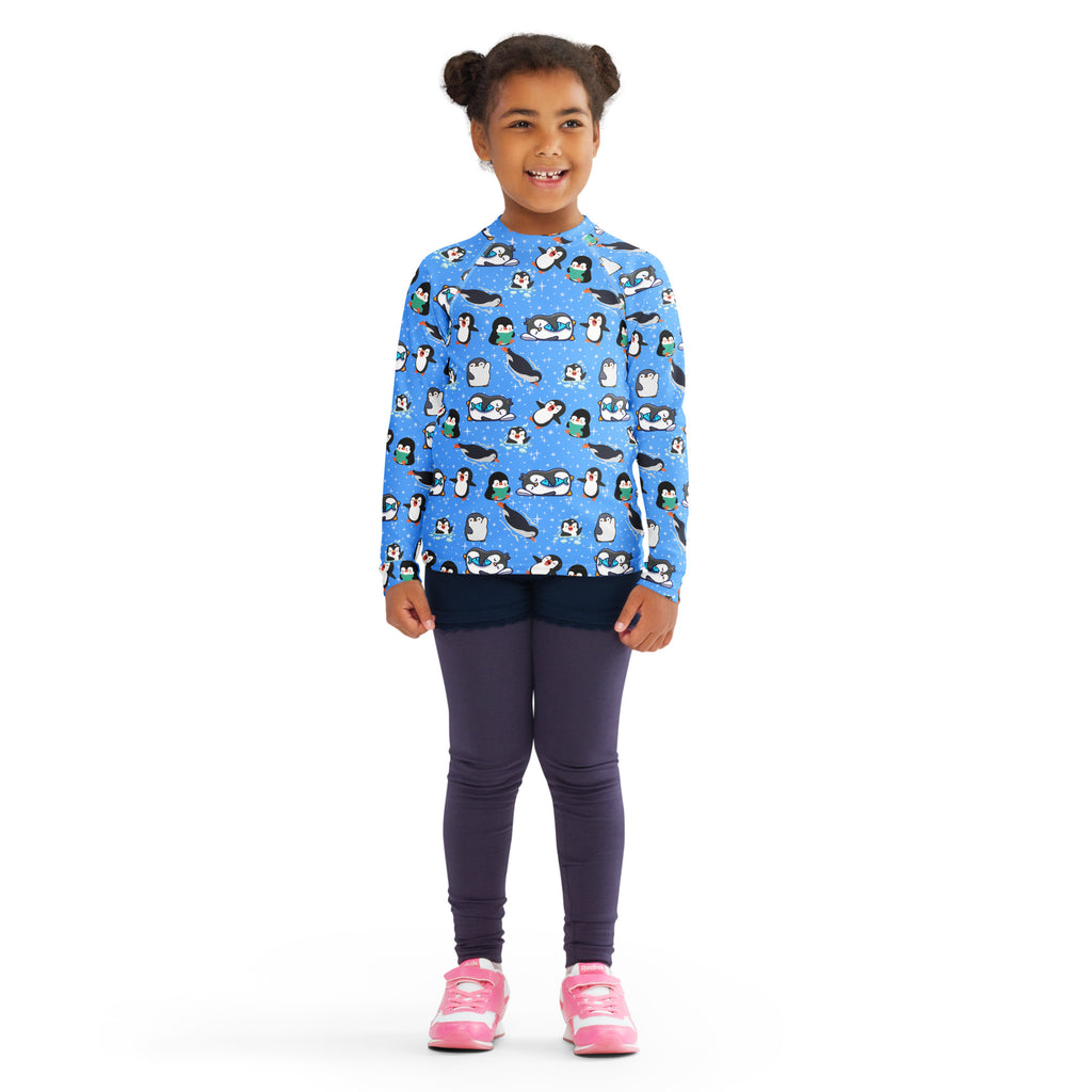 Kids Peguin Long Sleeve Rash Guard Swim Shirt – Buttery Soft, Sun Safe UPF 50+ Protection, Quick Dry & 4-Way Stretch Comfort