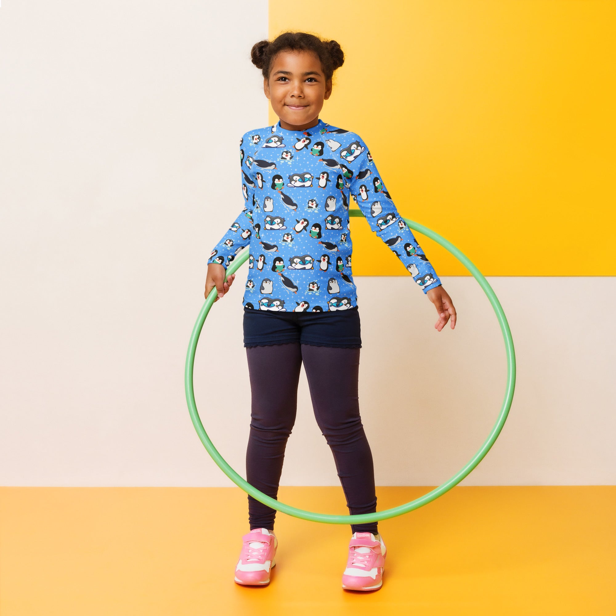 Kids Peguin Long Sleeve Rash Guard Swim Shirt – Buttery Soft, Sun Safe UPF 50+ Protection, Quick Dry & 4-Way Stretch Comfort