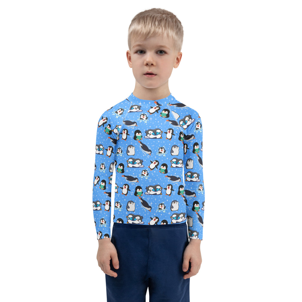 Kids Peguin Long Sleeve Rash Guard Swim Shirt – Buttery Soft, Sun Safe UPF 50+ Protection, Quick Dry & 4-Way Stretch Comfort