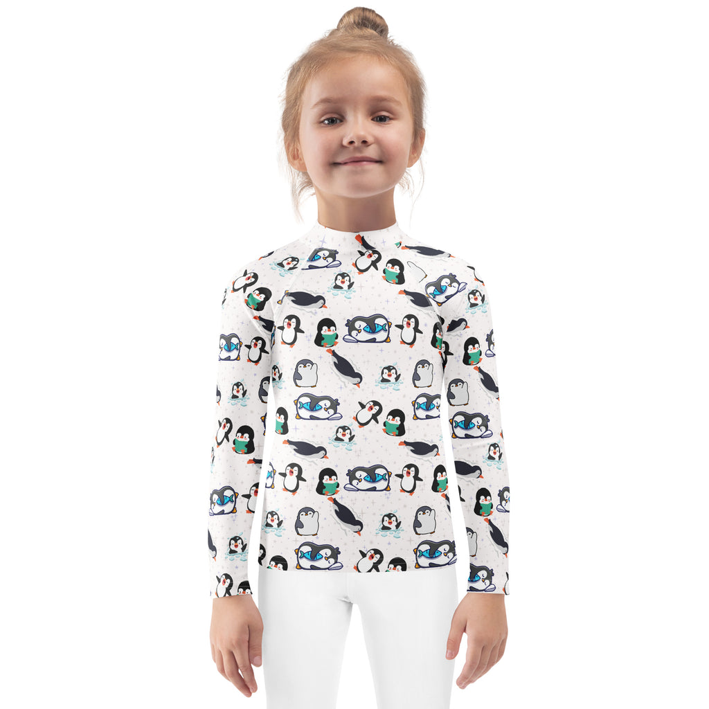 Kids Peguin Long Sleeve Rash Guard Swim Shirt – Buttery Soft, Sun Safe UPF 50+ Protection, Quick Dry & 4-Way Stretch Comfort