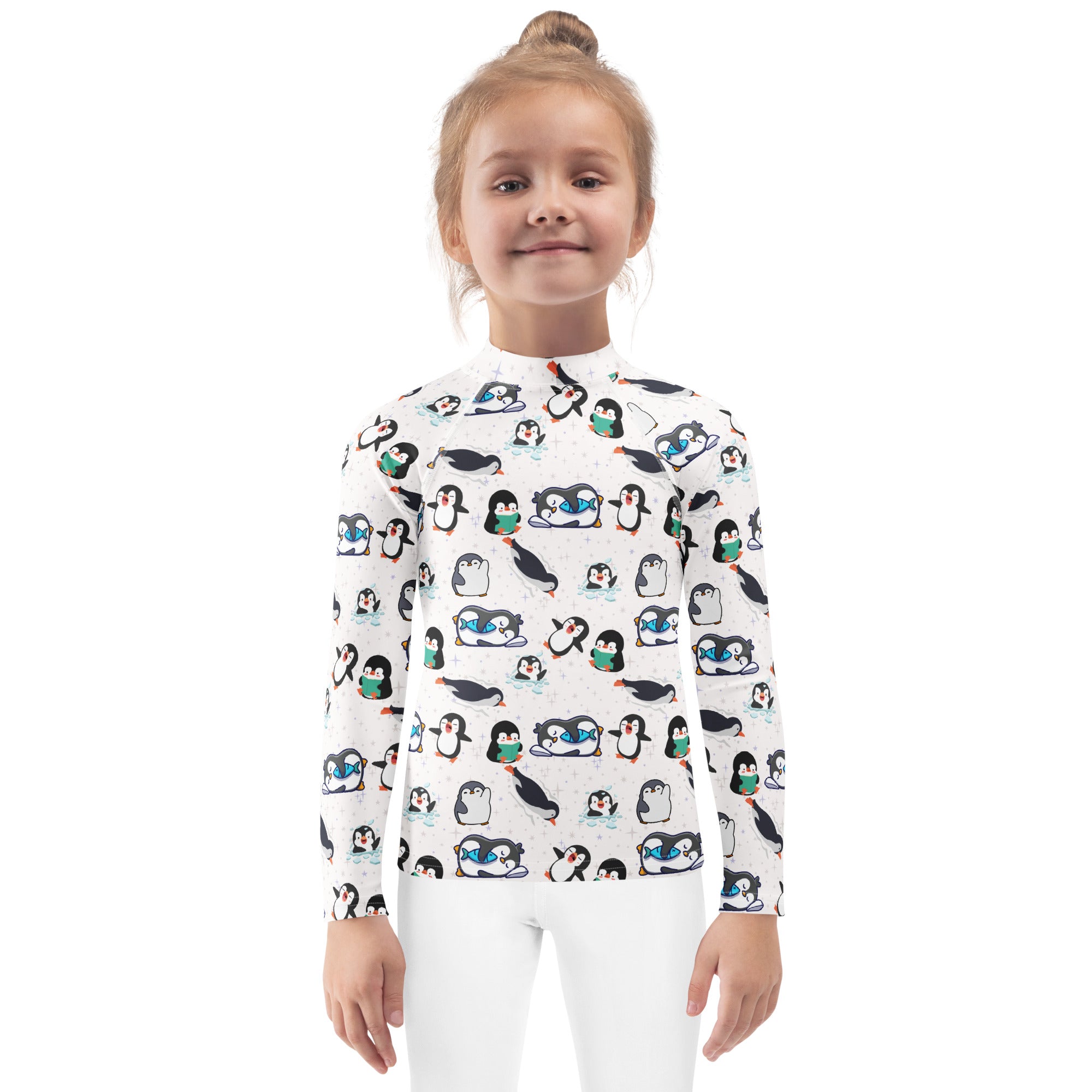 Kids Peguin Long Sleeve Rash Guard Swim Shirt – Buttery Soft, Sun Safe UPF 50+ Protection, Quick Dry & 4-Way Stretch Comfort
