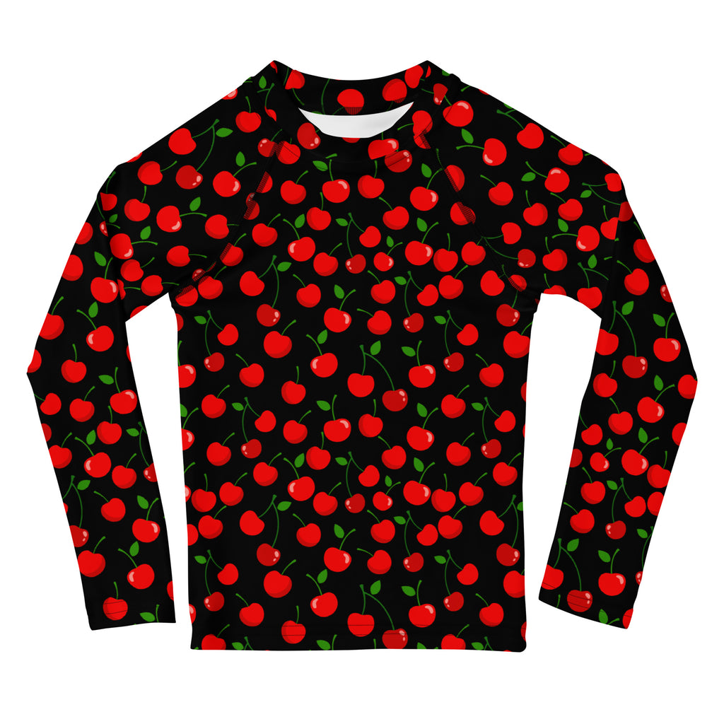 Girls Black Cherry Long Sleeve Rash Guard Swim Shirt – Buttery Soft, Sun Safe UPF 50+ Protection, Quick Dry & 4-Way Stretch Comfort