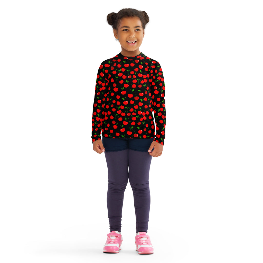 Girls Black Cherry Long Sleeve Rash Guard Swim Shirt – Buttery Soft, Sun Safe UPF 50+ Protection, Quick Dry & 4-Way Stretch Comfort