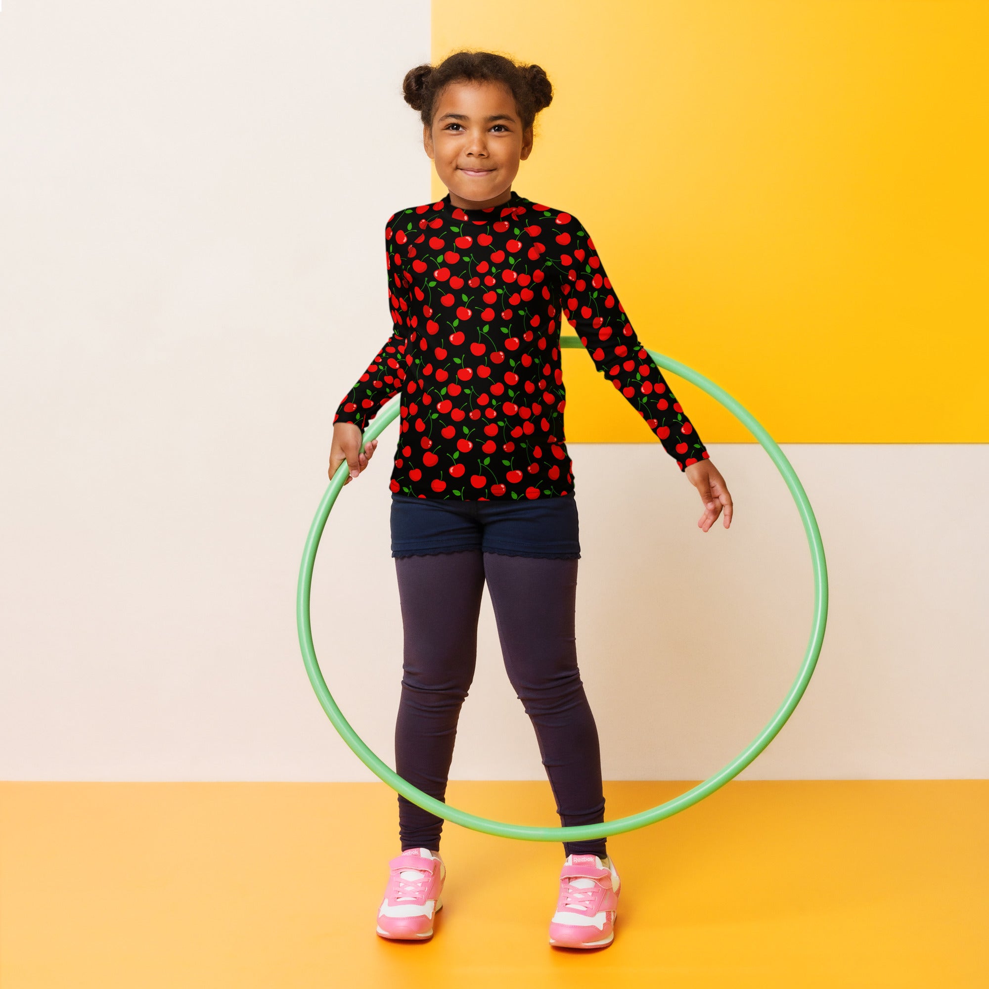 Girls Black Cherry Long Sleeve Rash Guard Swim Shirt – Buttery Soft, Sun Safe UPF 50+ Protection, Quick Dry & 4-Way Stretch Comfort