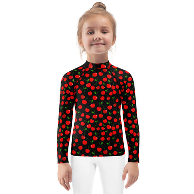 Girls Black Cherry Long Sleeve Rash Guard Swim Shirt – Buttery Soft, Sun Safe UPF 50+ Protection, Quick Dry & 4-Way Stretch Comfort