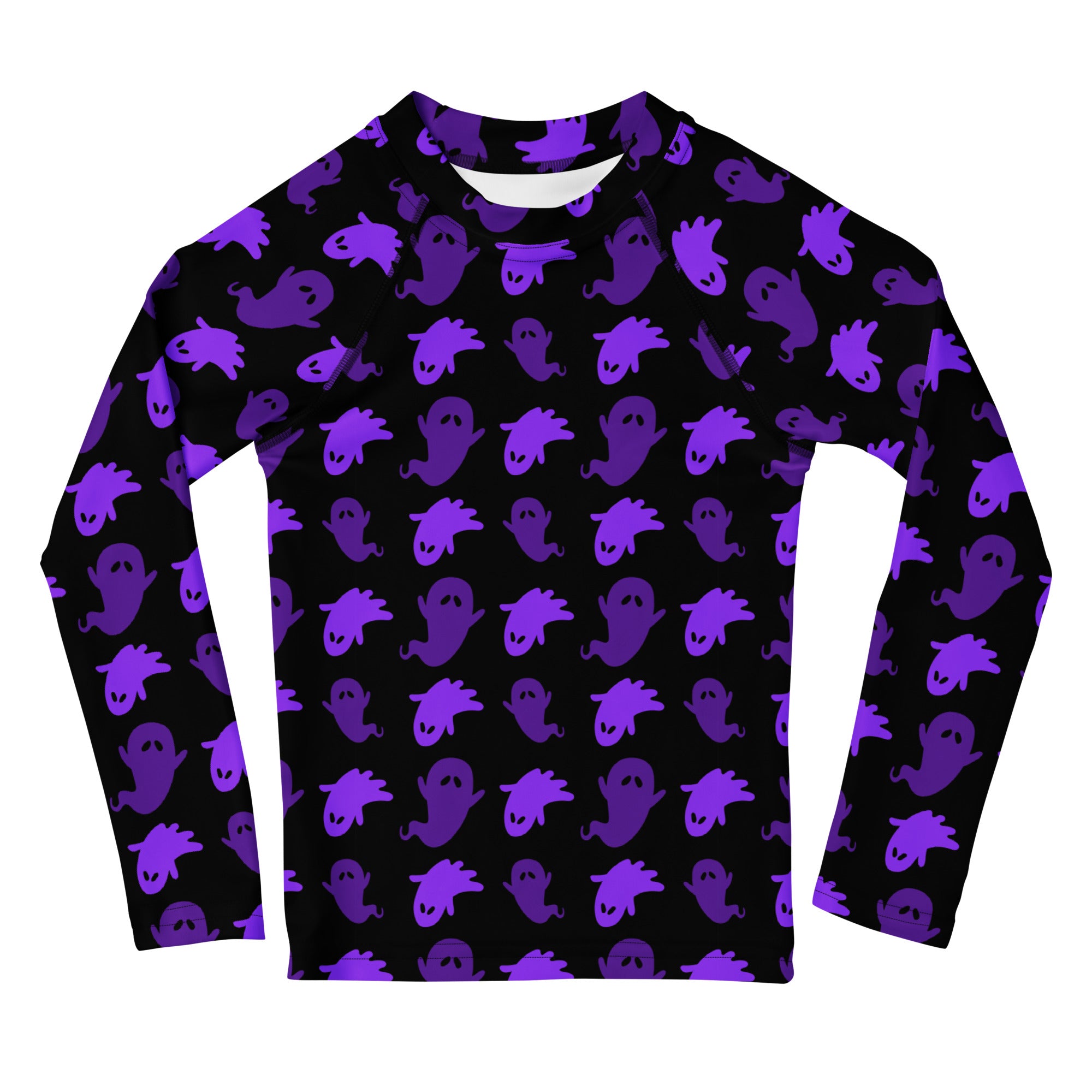 Girls Purple Ghost Long Sleeve Rash Guard Swim Shirt – Buttery Soft, Sun Safe UPF 50+ Protection, Quick Dry & 4-Way Stretch Comfort