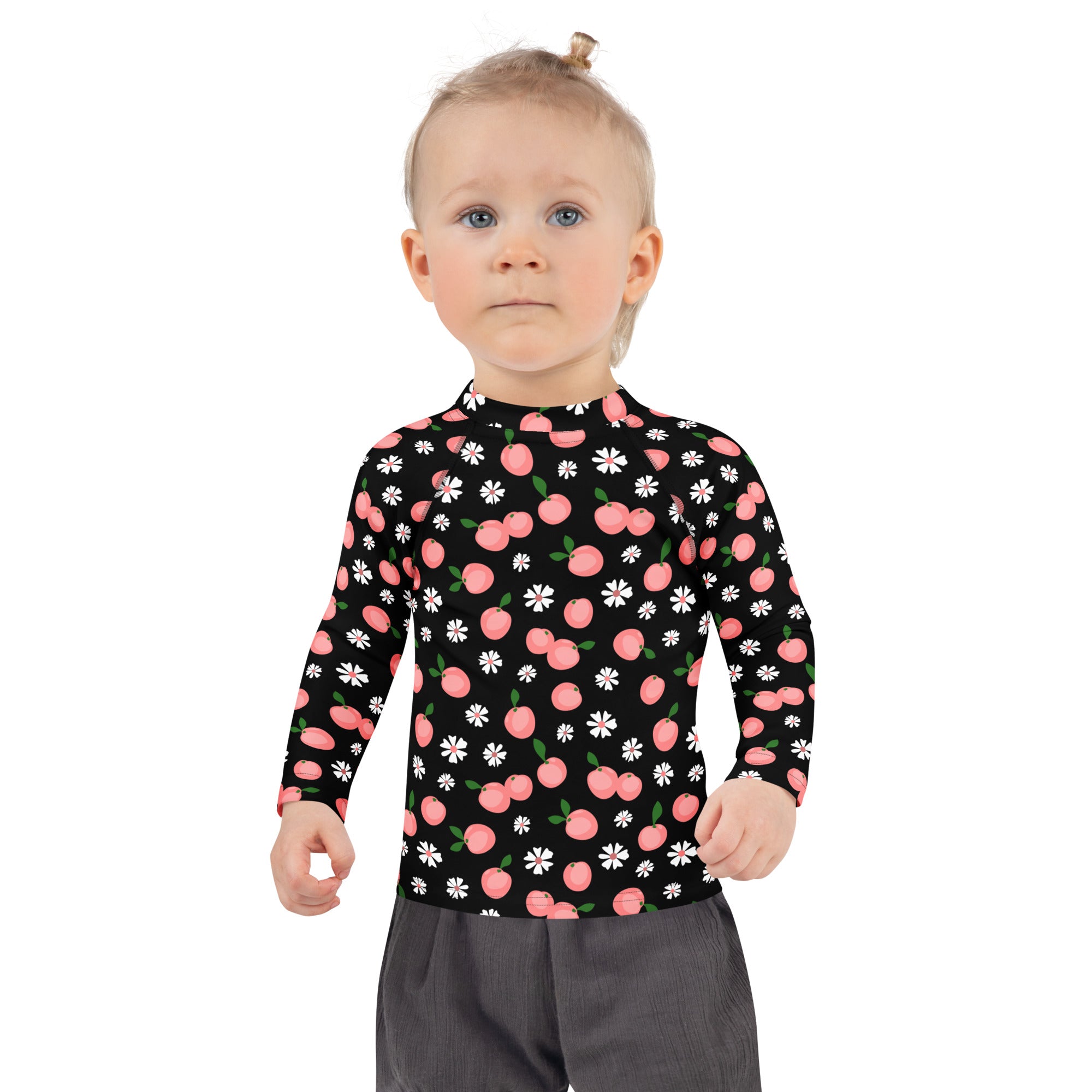 Girls Pink Cherry Blossom Long Sleeve Rash Guard Swim Shirt – Buttery Soft, Sun Safe UPF 50+ Protection, Quick Dry & 4-Way Stretch Comfort