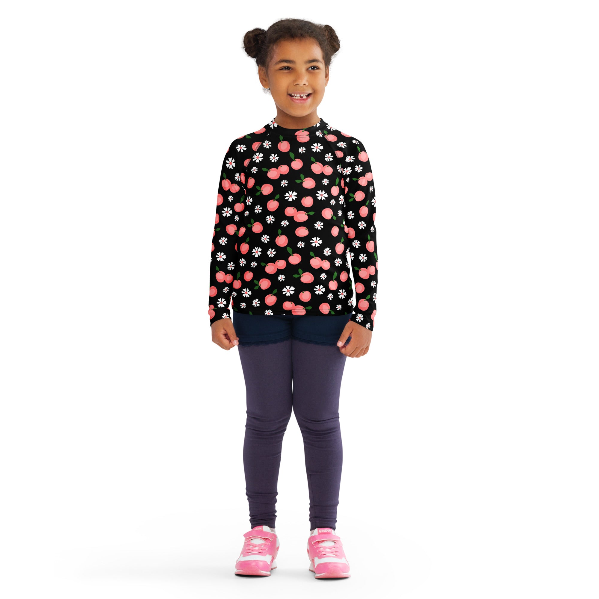 Girls Pink Cherry Blossom Long Sleeve Rash Guard Swim Shirt – Buttery Soft, Sun Safe UPF 50+ Protection, Quick Dry & 4-Way Stretch Comfort
