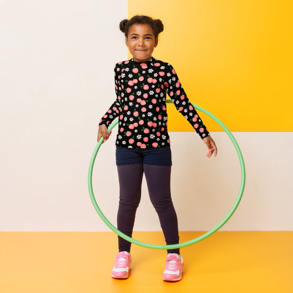 Girls Pink Cherry Blossom Long Sleeve Rash Guard Swim Shirt – Buttery Soft, Sun Safe UPF 50+ Protection, Quick Dry & 4-Way Stretch Comfort