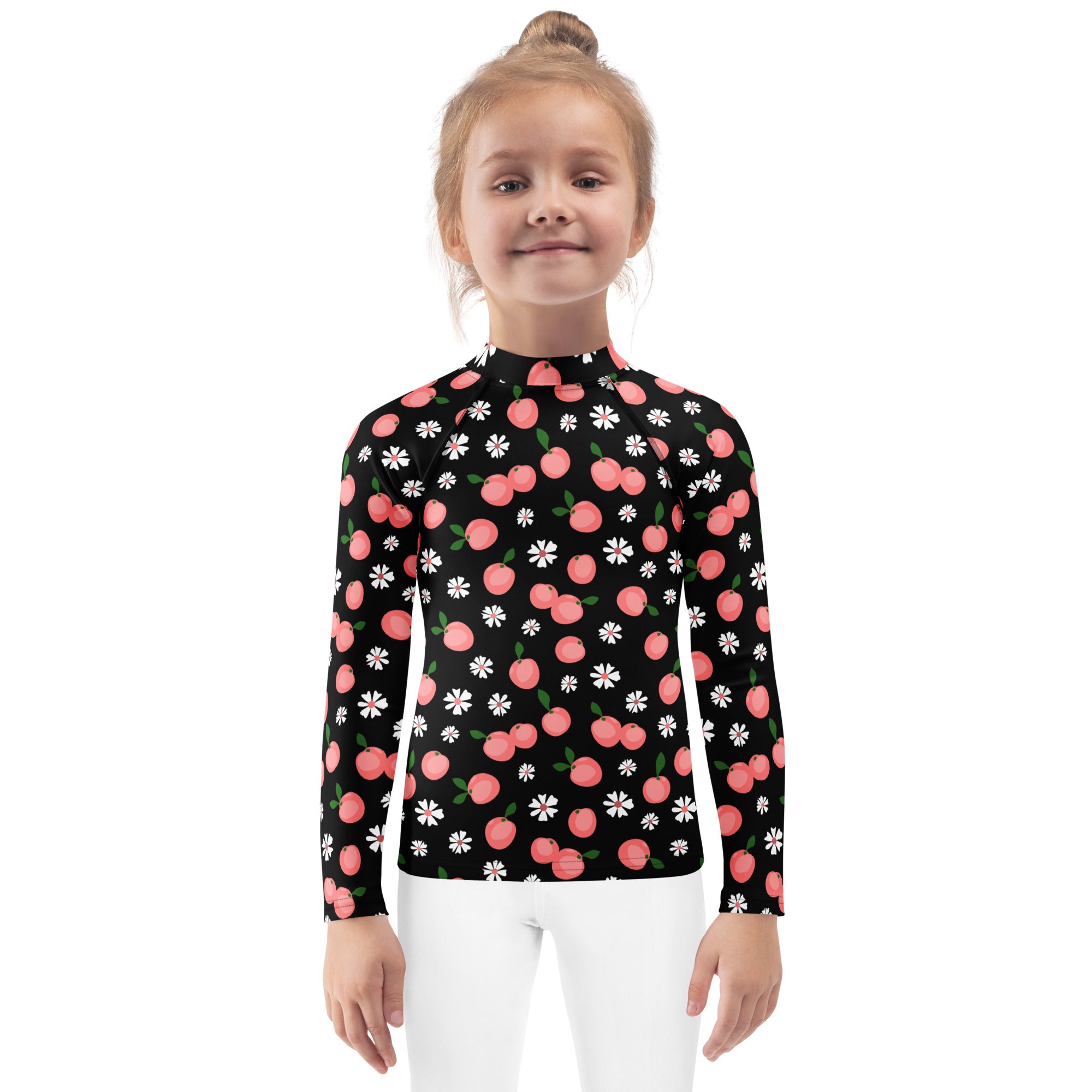 Girls Pink Cherry Blossom Long Sleeve Rash Guard Swim Shirt – Buttery Soft, Sun Safe UPF 50+ Protection, Quick Dry & 4-Way Stretch Comfort