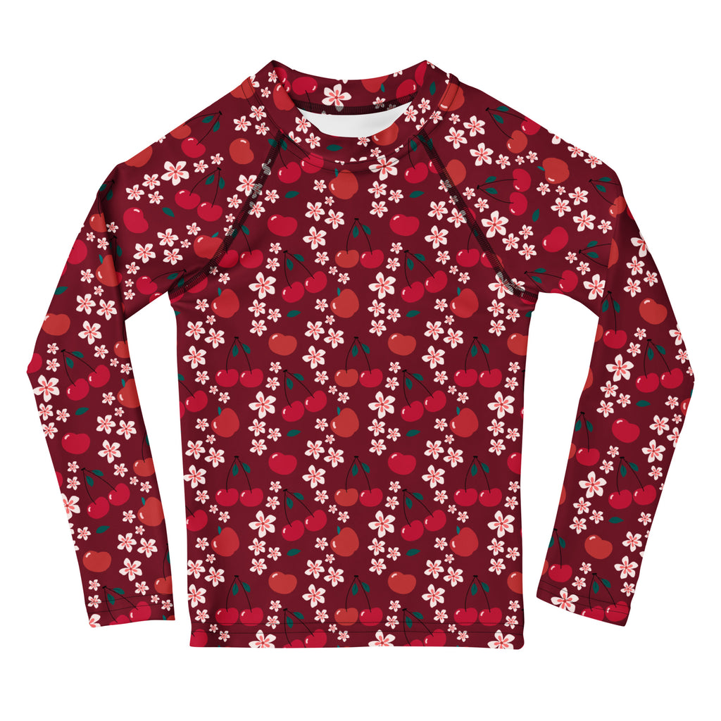 Girls Cherry Blossom Long Sleeve Rash Guard Swim Shirt – Buttery Soft, Sun Safe UPF 50+ Protection, Quick Dry & 4-Way Stretch Comfort