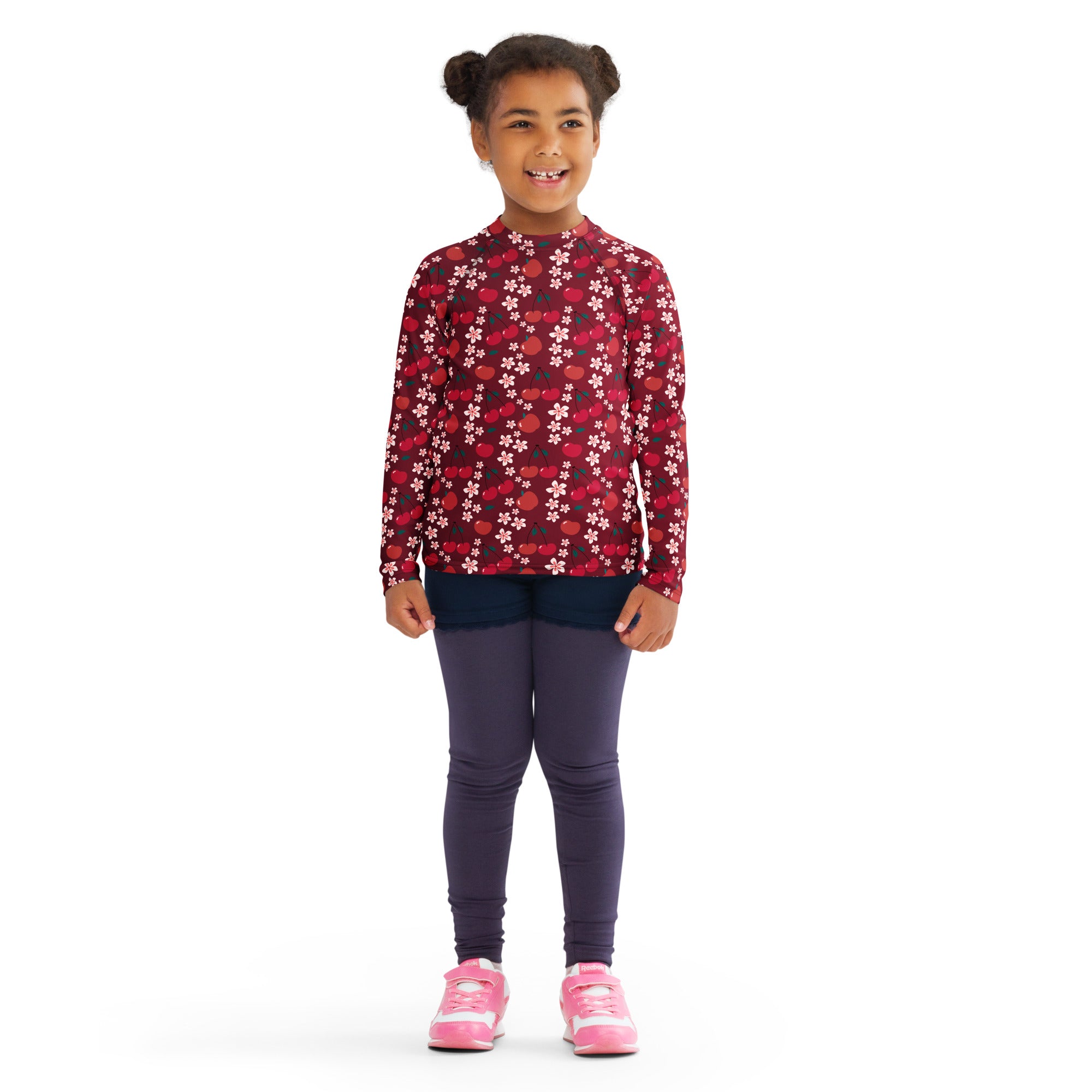 Girls Cherry Blossom Long Sleeve Rash Guard Swim Shirt – Buttery Soft, Sun Safe UPF 50+ Protection, Quick Dry & 4-Way Stretch Comfort