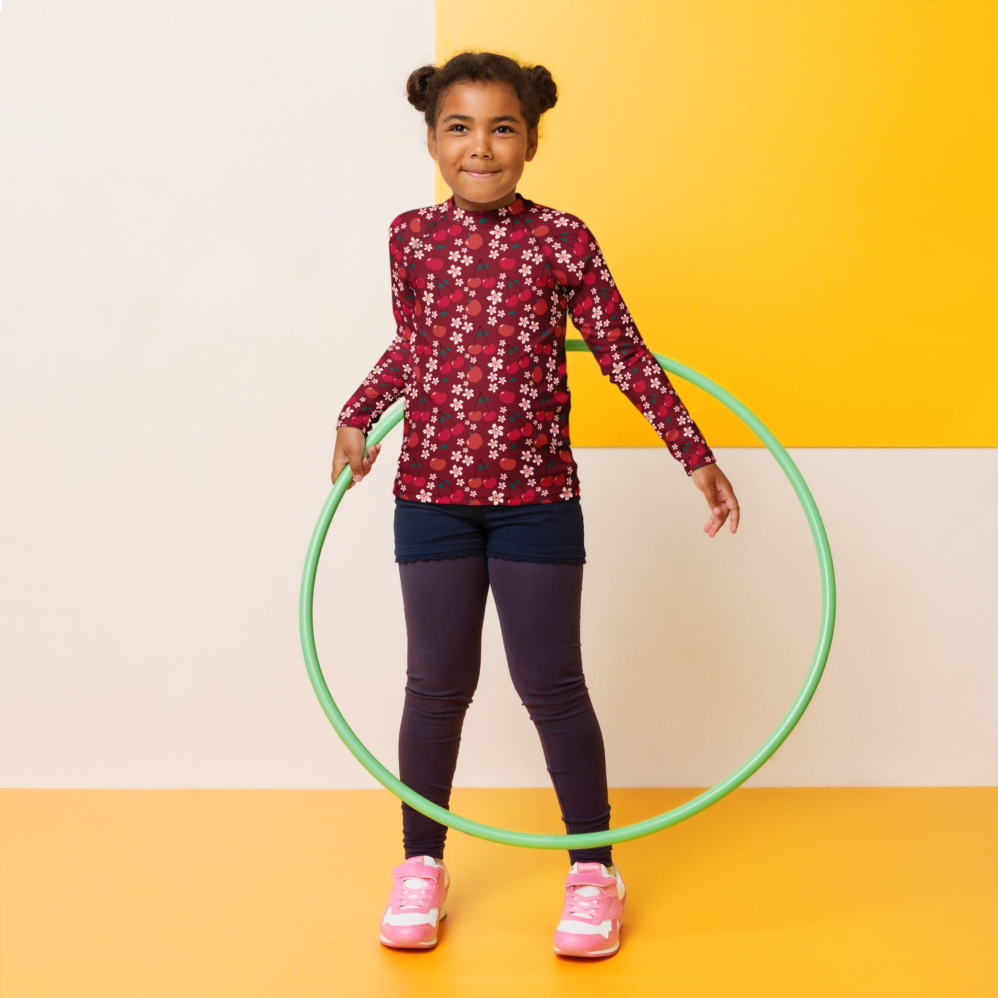Girls Cherry Blossom Long Sleeve Rash Guard Swim Shirt – Buttery Soft, Sun Safe UPF 50+ Protection, Quick Dry & 4-Way Stretch Comfort