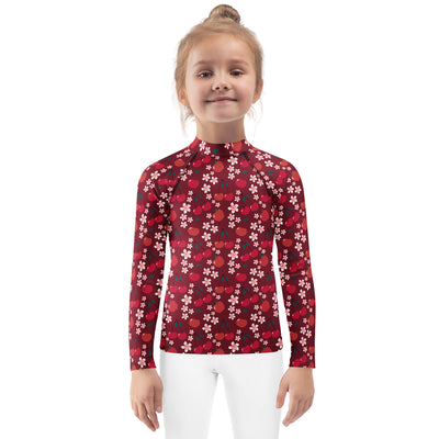 Girls Cherry Blossom Long Sleeve Rash Guard Swim Shirt – Buttery Soft, Sun Safe UPF 50+ Protection, Quick Dry & 4-Way Stretch Comfort
