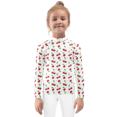 Girls Cherry Long Sleeve Rash Guard Swim Shirt – Buttery Soft, Sun Safe UPF 50+ Protection, Quick Dry & 4-Way Stretch Comfort