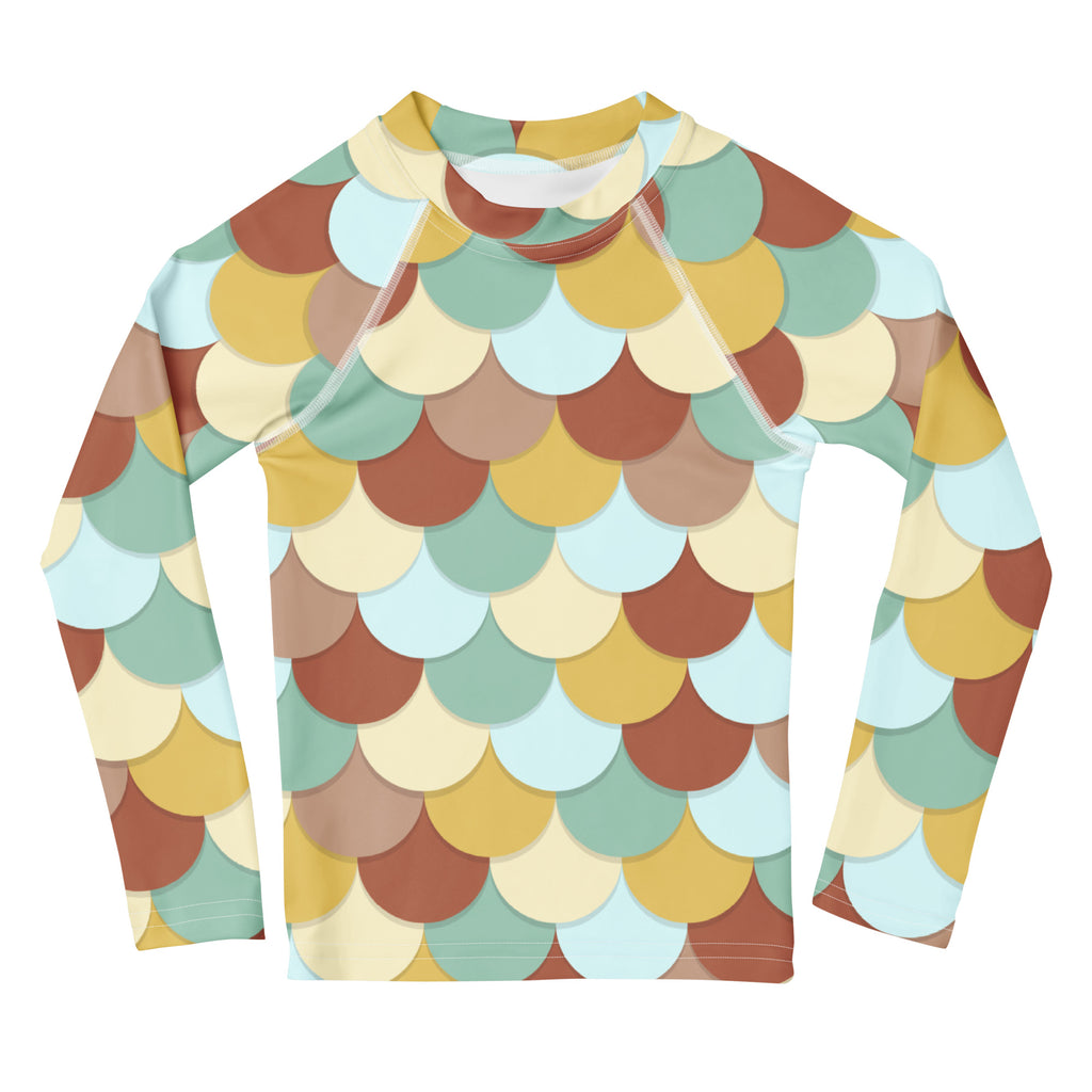 Girls Teal Mermaid Long Sleeve Rash Guard Swim Shirt – Buttery Soft, Sun Safe UPF 50+ Protection, Quick Dry & 4-Way Stretch Comfort