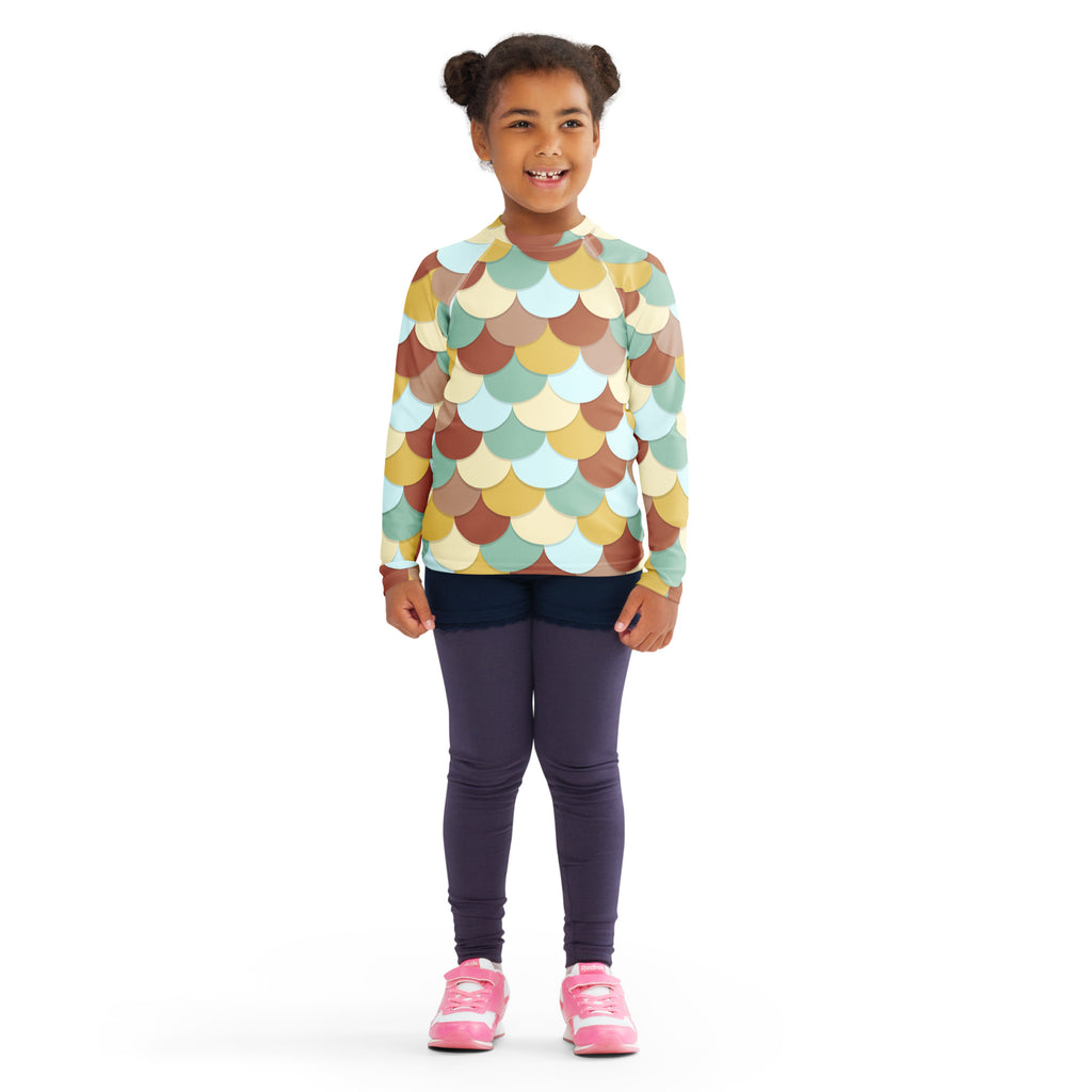 Girls Teal Mermaid Long Sleeve Rash Guard Swim Shirt – Buttery Soft, Sun Safe UPF 50+ Protection, Quick Dry & 4-Way Stretch Comfort