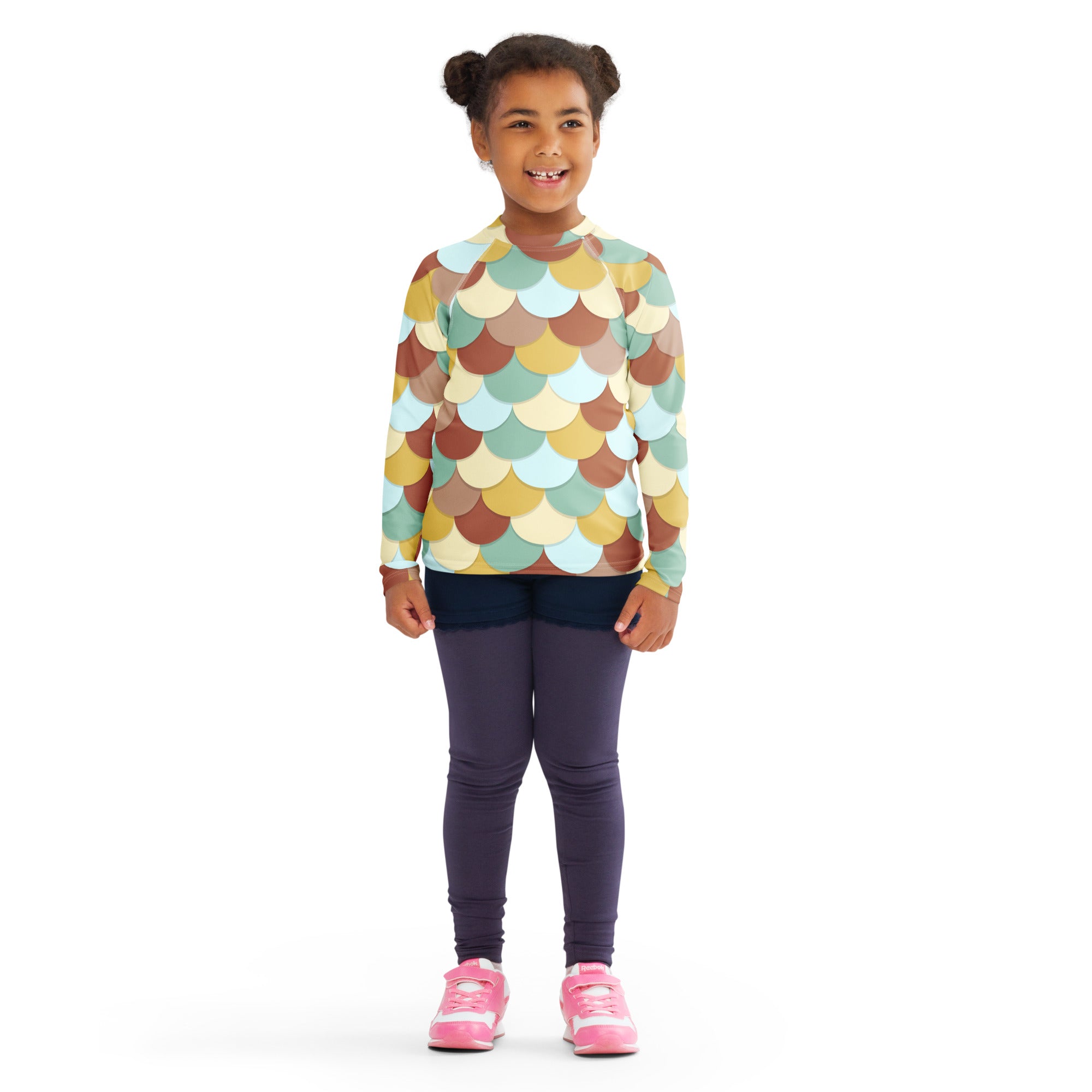 Girls Teal Mermaid Long Sleeve Rash Guard Swim Shirt – Buttery Soft, Sun Safe UPF 50+ Protection, Quick Dry & 4-Way Stretch Comfort