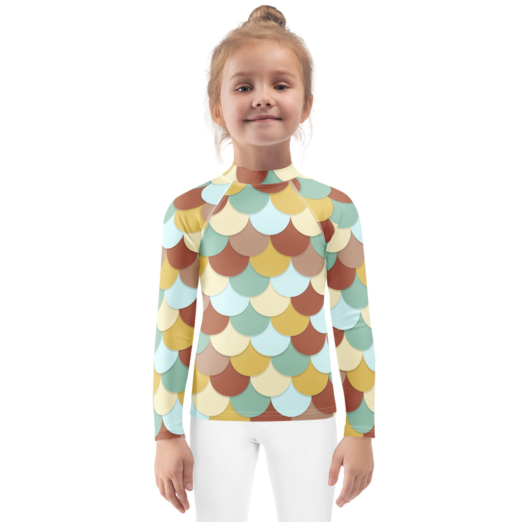 Girls Teal Mermaid Long Sleeve Rash Guard Swim Shirt – Buttery Soft, Sun Safe UPF 50+ Protection, Quick Dry & 4-Way Stretch Comfort