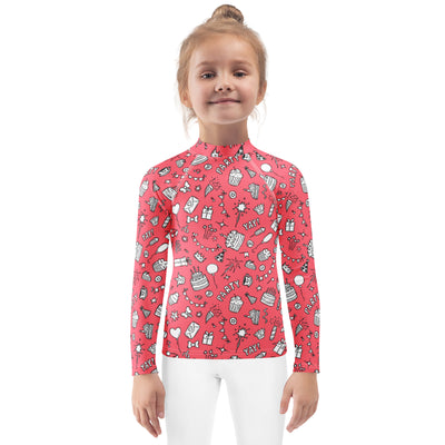 Girls Pink Birthday Party Long Sleeve Rash Guard Swim Shirt – Buttery Soft, Sun Safe UPF 50+ Protection, Quick Dry & 4-Way Stretch Comfort