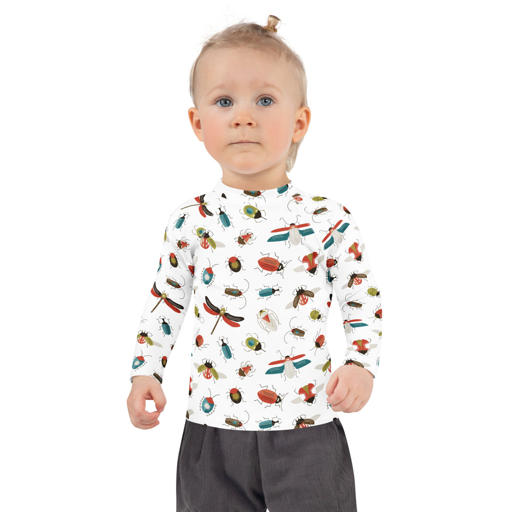 Kids Colorful Bug Long Sleeve Rash Guard Swim Shirt – Buttery Soft, Sun Safe UPF 50+ Protection, Quick Dry & 4-Way Stretch Comfort